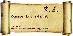Kemmer Lóránt névjegykártya